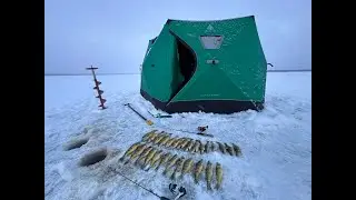 ice fishing Lake Simcoe for JUMBO PERCH and something spherical!!!