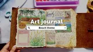 Art journal setup | beach theme journal | journal tutorial for beginners | how to start journal