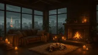 Sleepy in Tokyo! Come relax in this cozy environment, to the sound of rain and fire