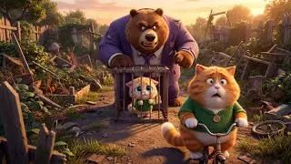 Mini Crashes Tractor & Leo Cat Builds Luxury Pool for Angry Bear 🚜💥 Cute Cat Story #youtube 