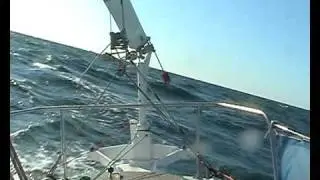 Windvane selfsteer performance under strong wind and high steep sideward waves