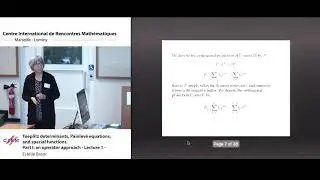 Estelle Basor: Toeplitz determinants, Painlev&eacute; equations, and special functions. Part I - Lecture 1