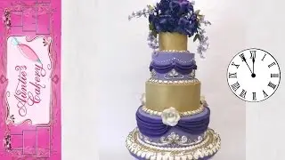 Time-Lapse Gold & Violet Wedding Cake