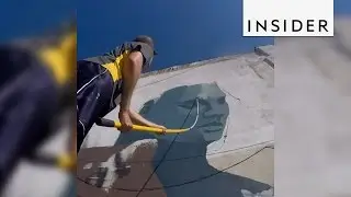 Street artist creates giant murals