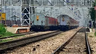 Rajdhani overtakes Rajdhani : Chennai Rajdhani Overtakes AK Rajdhani at 130kmph | WAP4 overtake WAP7