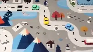 Plus Size Road Print Adventure Game Waterproof Play Mat Carpet with Road Sign