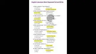 English Literature Most Repeated Solved MCQs #onepapermcqs #shorts #spsc #fpsc
