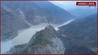 Aerial view of Baglihar Dam as gates opened as Chenab river swells up due heavy rainfall in J&K