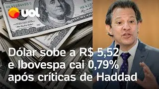 D&oacute;lar sobe a R$ 5,52 e Ibovespa cai 0,79% ap&oacute;s cr&iacute;ticas do ministro da Fazenda, Fernando Haddad