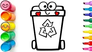 How to Draw a  Cute  Trash Bin | Easy Step by Step Tutorial