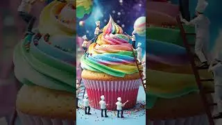 Tiny Chefs Decorating a Giant Rainbow Cupcake 🎂🌈 | Magical Mini World