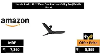 Havells Stealth Air 1250mm Dust Resistant Ceiling Fan Metallic Black