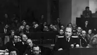 Nuremberg Trial Day 166 (1946) Hans Fritzsche Cross General Roman Rudenko (PM)