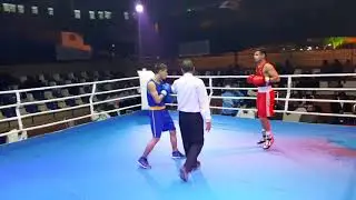 Alyas Hussain from Balochistan Boxing Academy Hazara Town vs AJK in 33rd National Games, Peshawar