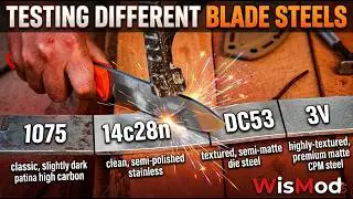 Testing different blade steels (1075, 14c28n, DC53 and 3V) on a nail cutting test, one clear winner!