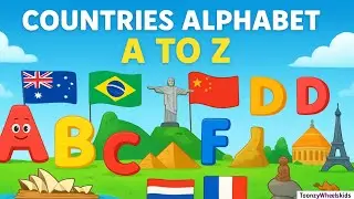 Countries Alphabet Song A to Z | Learn Flags and Famous Landmarks for Kids | Toonzy Wheels kids 