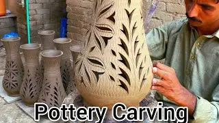 Pottery Carving || Slip Casting Vase || Clay Mold Casting  #amazingthings