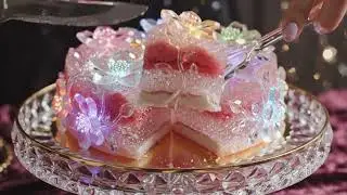 Pure Visual ASMR, Crystal Cake Cutting | Glassy Layers Cracking Softly