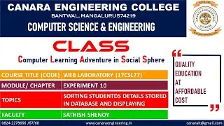 VTU WEB LAB (17CSL77) WEB LAB SORTING STUDENTS DETAILS (EXPERIMENT 10)