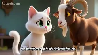  Cat and goat funny fight for milk and leaf |बिल्ली और बकरी का पत्ता और दूधके के लिए #cartoon #viral