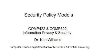 Security Policy Models