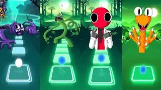 GREEN VS ORANGE VS BLUE VS PURPLE Tiles Hop EDM Dancing Road! #tileshop  #rainbowfriends