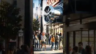 Massive Futuristic AC Blasts Cool Breeze on Hot City Street 🌬️😎
