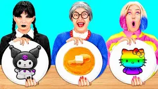 Wednesday vs Minha Vó No Desafio De Culinária | Batalha Comestível Challenge Fun