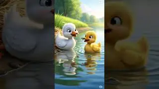 Cute duck #white duck #yellow duck #snail #ai #river #