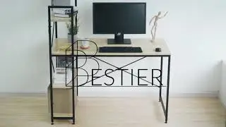 Bestier 47 inches Small Computer Desk with Shelves for Home Office Modern Simple & Reversible