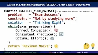Design & Analysis of Algorithms (DAA) Exam Prep: Crash Course & Step-by-Step Solutions of PYQP