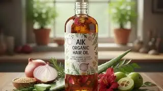 100% Organic Hair Growth Oil | Onion, Rosemary, Aloe Vera & 9 Powerful Herbs | Thick & Shiny Hair