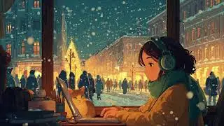 Warm Anime Winter Room | Gentle Piano for Focus with Snowy View Outside