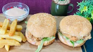 KFC Style Chicken Zinger Burger Recipe | Crispy Chicken Burger Recipe | Chicken Fillet Burger