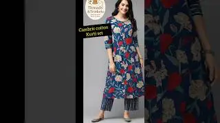 cambric cotton floral kurti pant set under 700