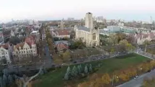 Aerial Footage - Midway Plaisance Park : University of Chicago Campus