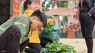 Harvest green vegetables at the farm and underground yams to sell at the market - Linh's Life