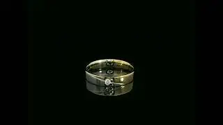 Two-Tone 18K White and Yellow Gold Wedding Band with Bezel Diamond