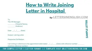 How To Write Joining Letter In Hospital - Application for Joining Letter for Hospital