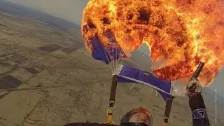 Canopy Burn Skydiving Stunt - Raw Footage