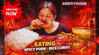 Grilled Spicy Pork ASMR Eating with Rice, Curry & Salads | Homemade Food | Kristi Foodie