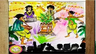 🔶&diams;️HORI NAAM SANKIRTAN🔶&diams;️//Dol Utsav painting//Holi Easy painting
