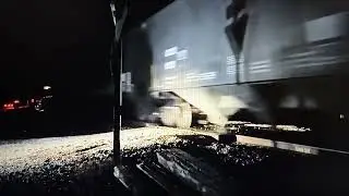 Speeding cargo train Mid West USA. 