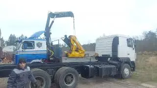 Установка кму, манипулятор HMF 2120 на маз manipulator truck manipulator  будни манипуляторщика #6