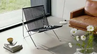 Fritz Hansen PK4&trade; Lounge Chair in Black Halyard with a Steel Frame Designed by Poul Kj&aelig;rholm in 1952