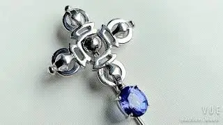 Shin Dorje Meteorite Tanzanite Lapel Pin, Spiritual Jewelry, Dorje Symbol, Men Stick Pin, 2020-148