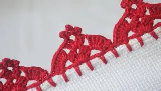 BARRADO DE CROCHÊ CARREIRA ÚNICA PEQUENO PARA PANO DE PRATO Nº 81 | BICO DE CROCHÊ