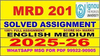 MRD 201 solved assignment 2025-26 in English || mrd 201 solved assignment 2026 || mrd201 2025-26