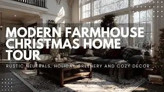 Modern Farmhouse Christmas Home Tour: Rustic Neutrals, Holiday Greenery and Cozy Decor