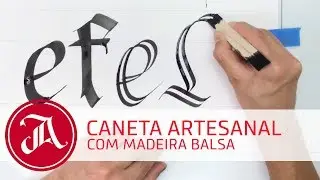 Caneta artesanal de Caligrafia c/ madeira balsa